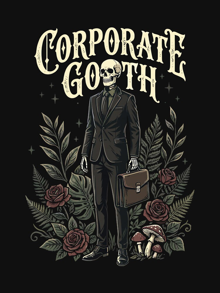 Corporate Goth Skeleton Botanical Office Worker by ElaineZPink