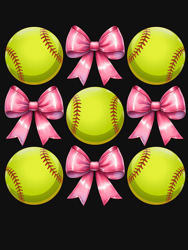 Coquette Bow Softball Player Mothers Day Pink Ribbon Mom Long Sleeve by facegm