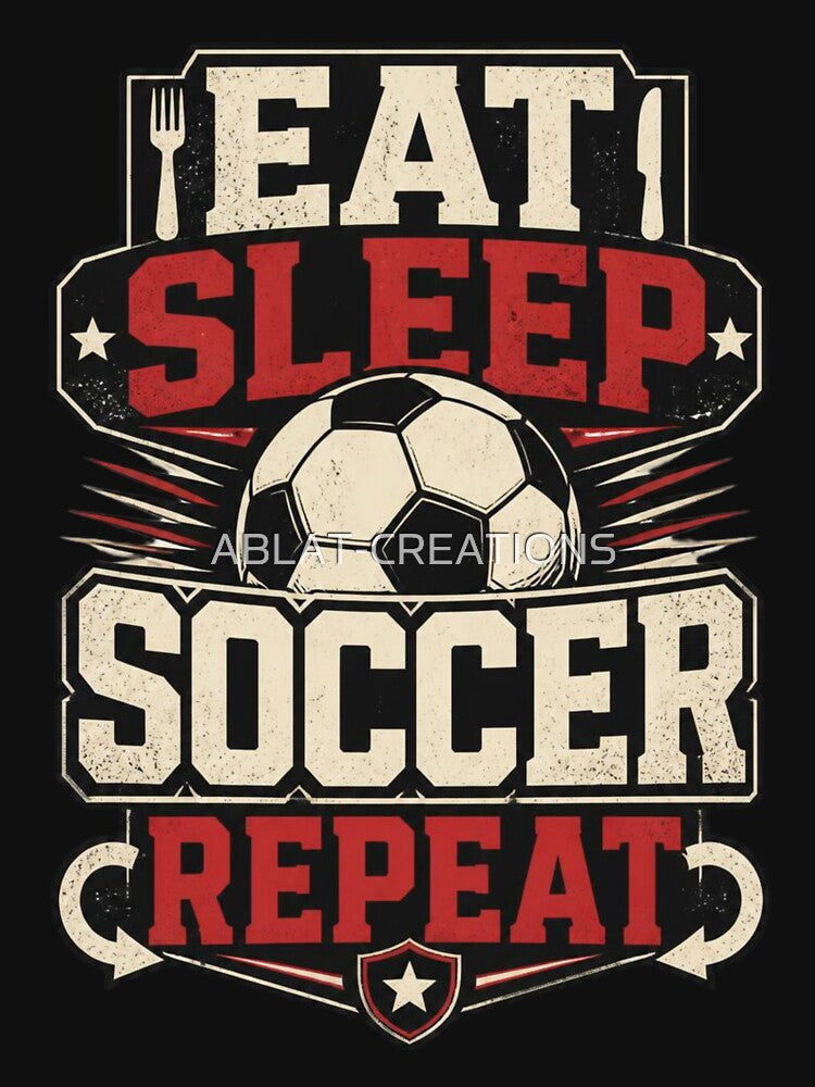 Eat Sleep Soccer Repeat – Bold Fan Statement by ABLAT-CREATIONS