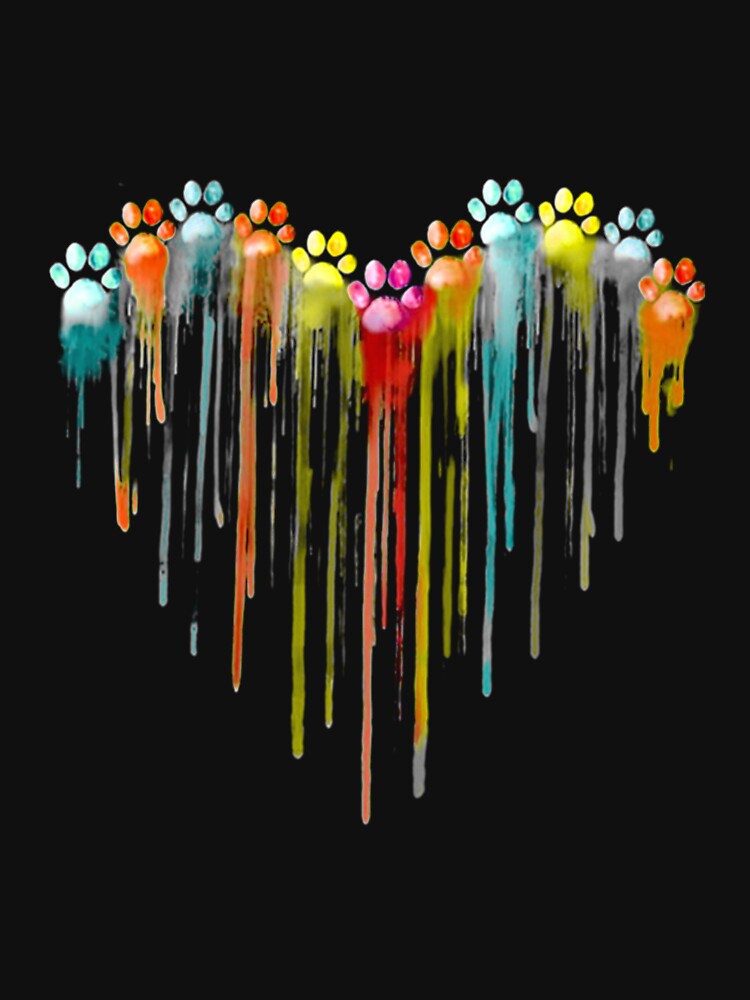 Dog Paws Heart Watercolor Painting Heart Dog Paw Rainbow by BaoChien