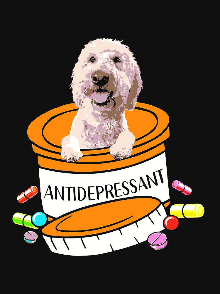 Goldendoodle Antidepressant Long Sleeve T-Shirt by jennynicho