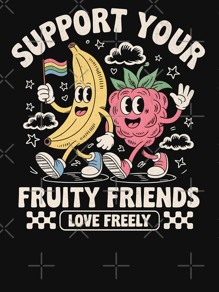 Support Your Fruity Friends - Retro Fruit Cartoon by BeansterNL