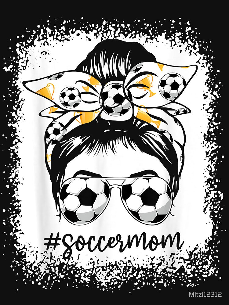 Women Bleached Soccer Mom Messy Bun Soccer Lover by Mitzi12312