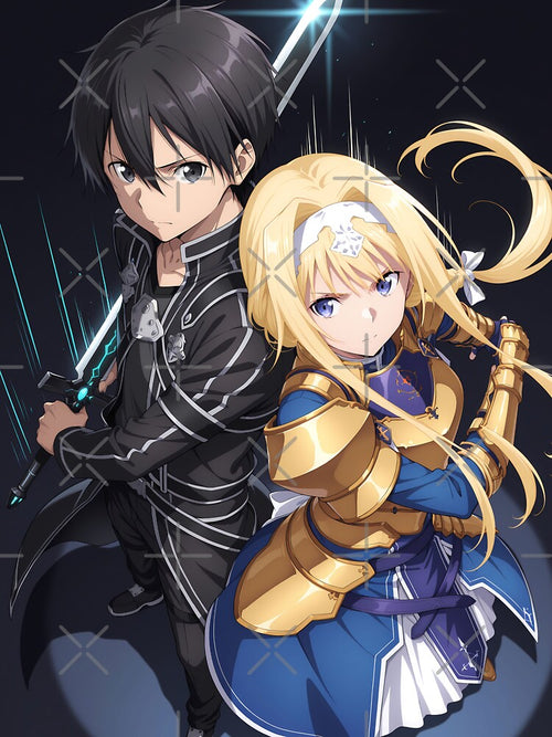 Alice Zuberg Sword Art Online anime fantasy knight sacred sword blue gold anime girl by CarlosBender