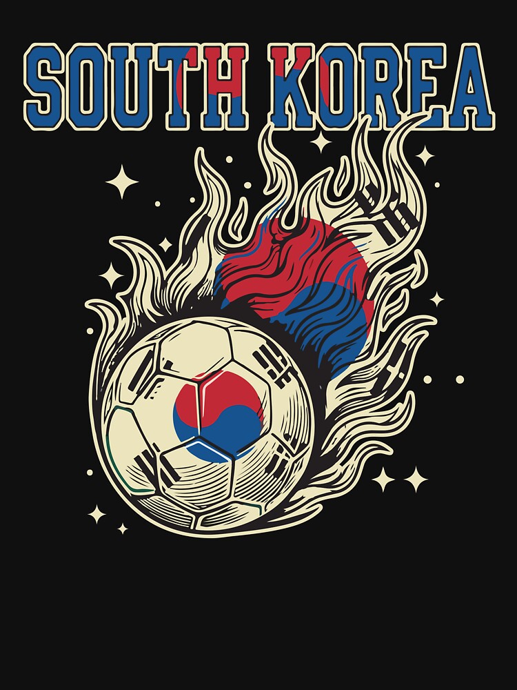South Korea Soccer Flaming Ball Retro Football Fan Art by BrownHorse90s