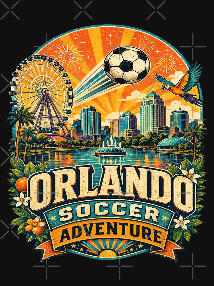 Orlando Soccer Adventure Retro Travel Shirt | Florida Sunset Football Fan Vintage Theme Park Skyline Design by Globalcitytees