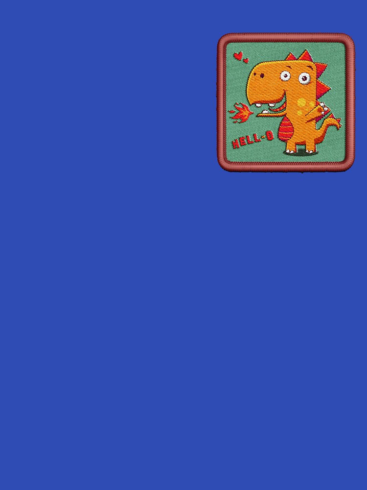cute cartoon dragon (funny dinosaur) - embroidery patch by hayrpictures