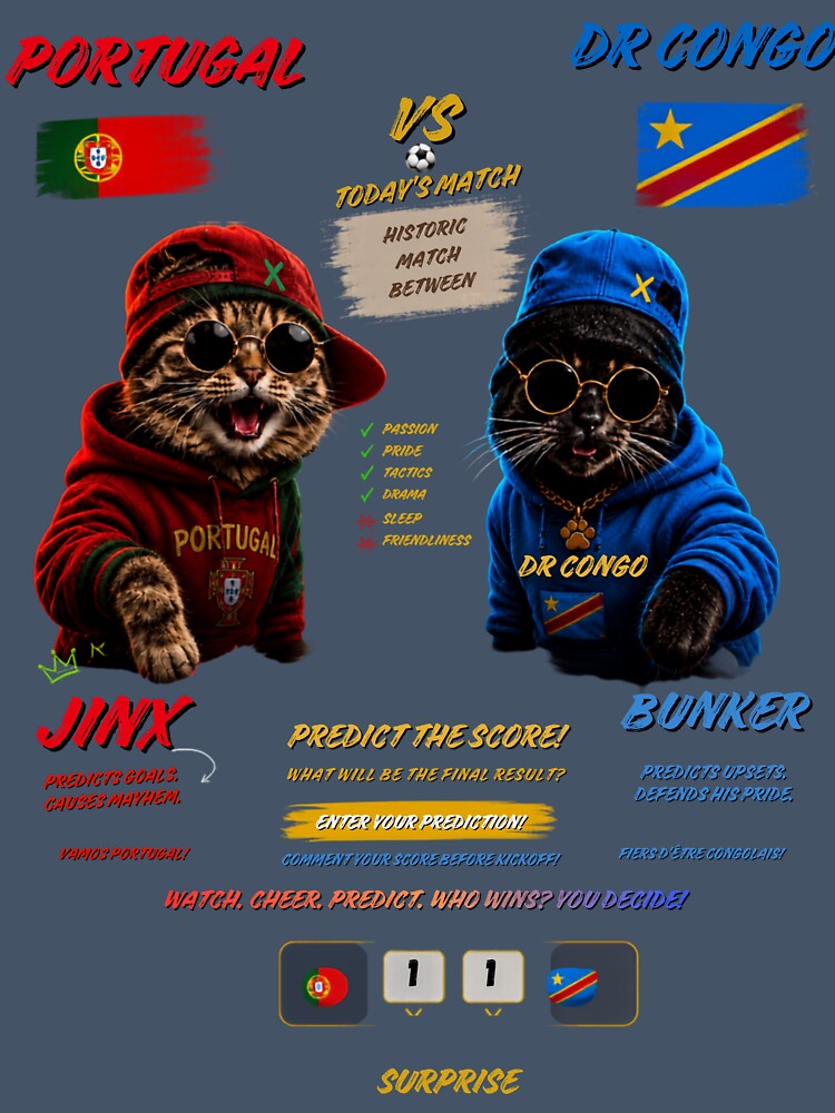 Portugal vs Dr Congo world cup 2026 cat match by nexargraphics