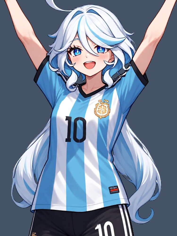 Genshin Impact Furina Argentina Soccer Jersey 10 Art by Jimakmo