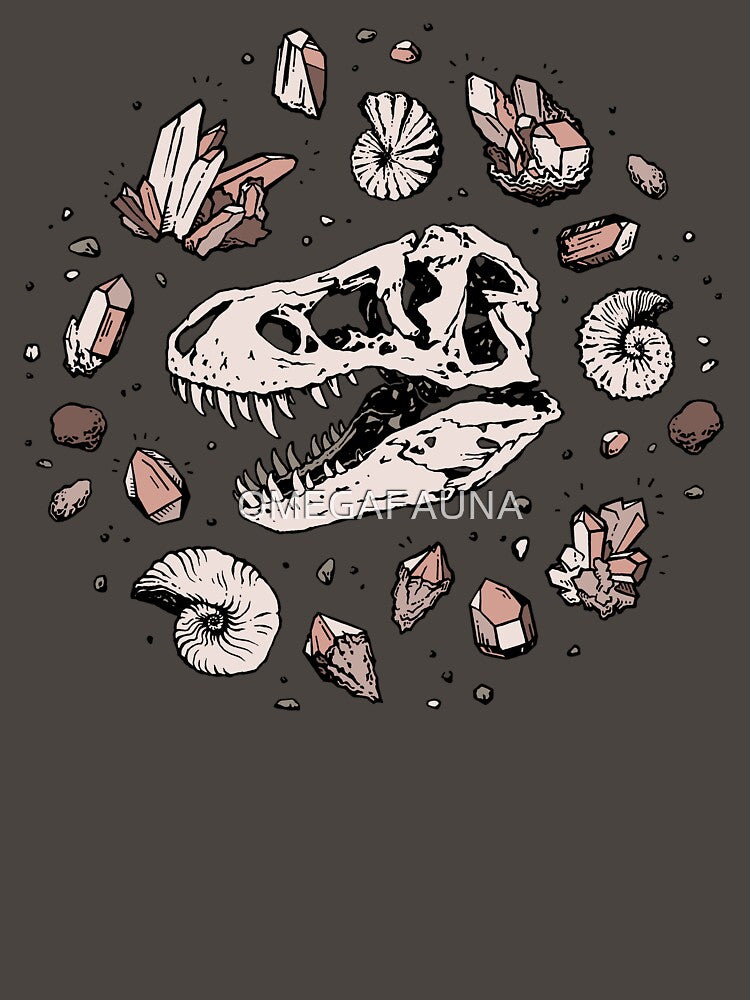 Geo-rex Vortex | Rose Quartz | Dinosaur Skull Fossil Art by OMEGAFAUNA