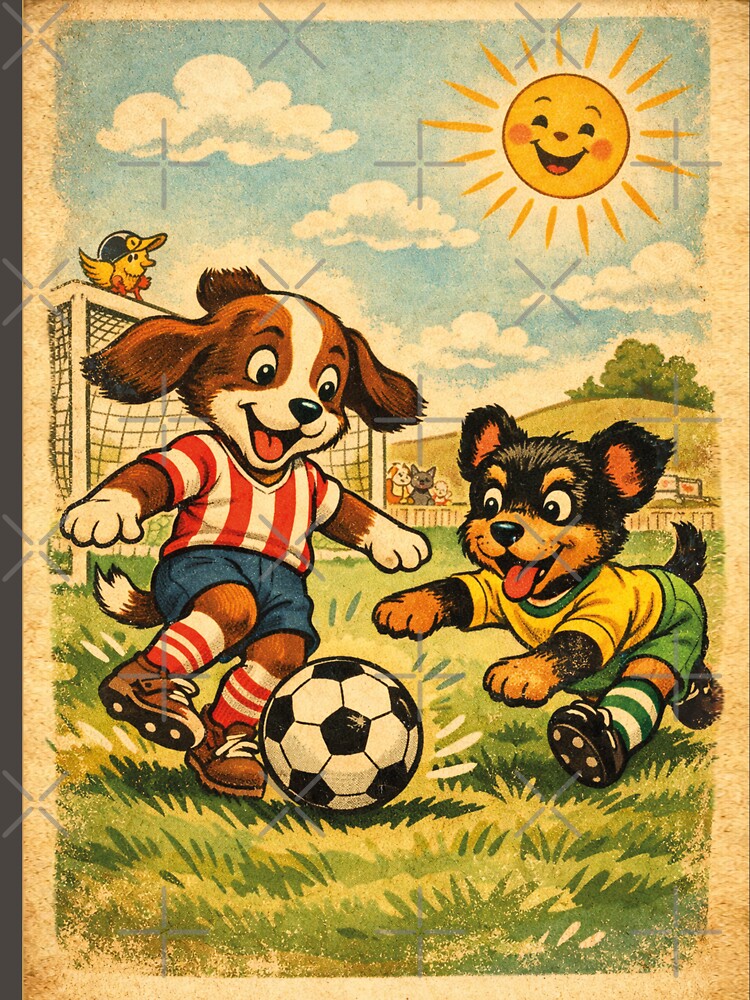 Football Puppies – Funny dogs playing football (vintage) by Mauswohn