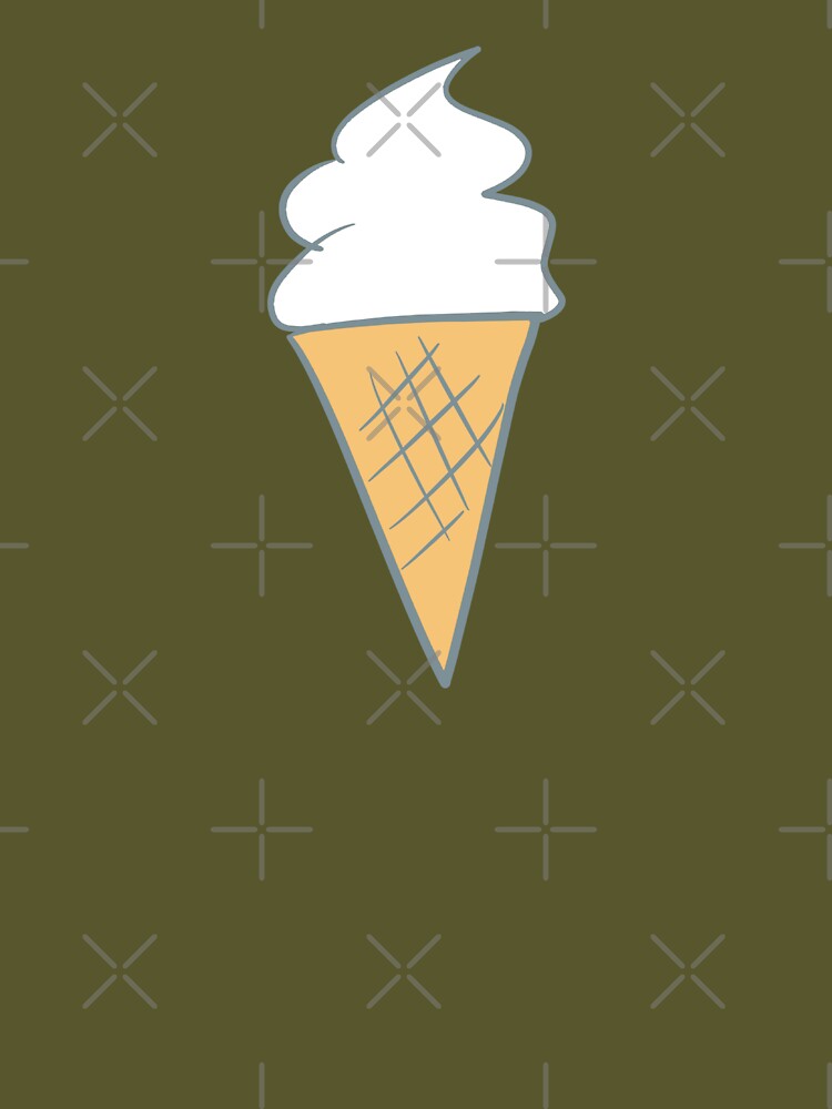 Soft-Serve Cartoon Style Vanilla 99 Ice Cream Pattern Brown background by Karen Ekdahl