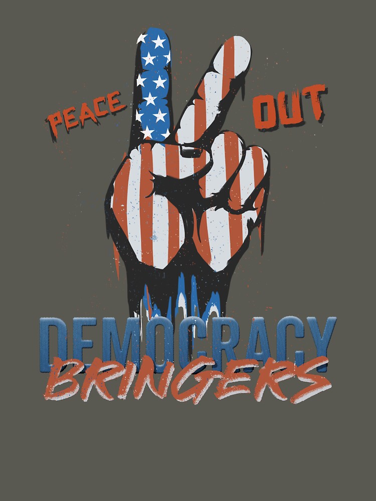 peace out! democracy bringers - american flag in victory hand sign graffiti graphic artwork by hayrpictures