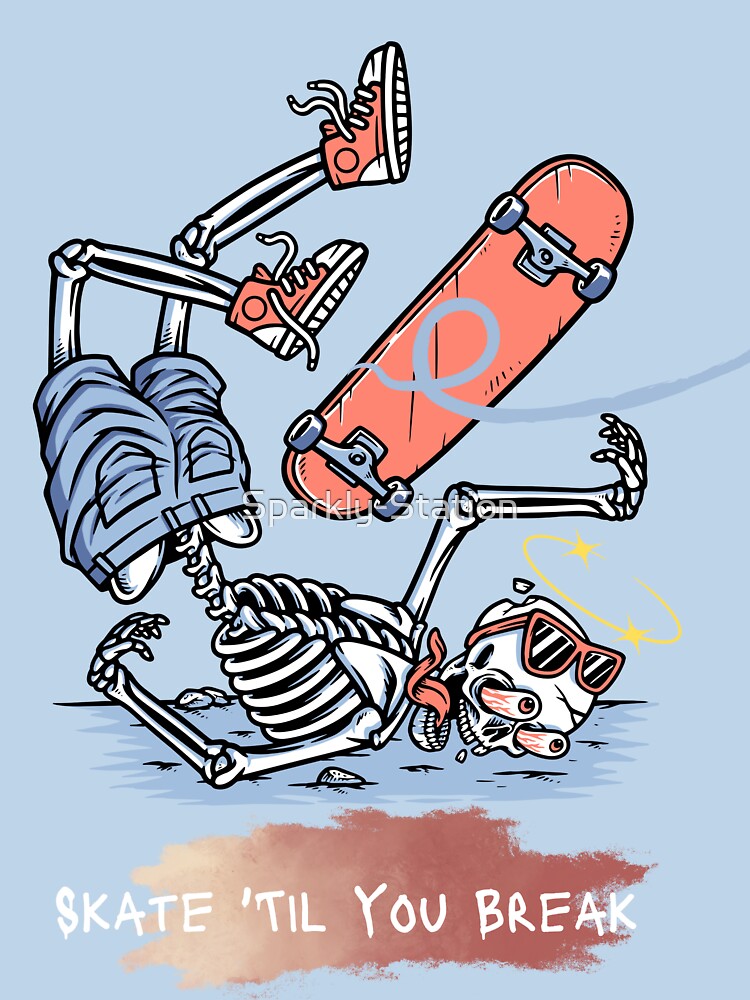 Skeleton Fall Skateboarding by Sparkly-Station