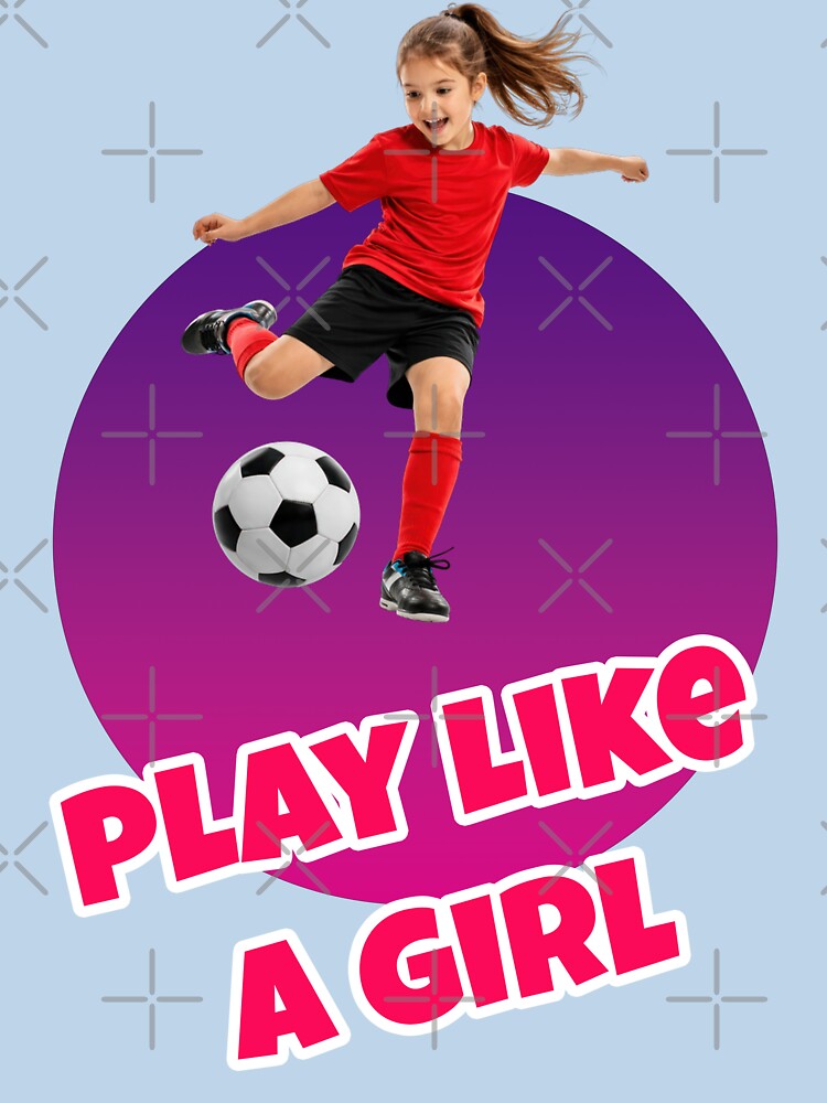 Play like a girl, female football player kicks ball by Mauswohn