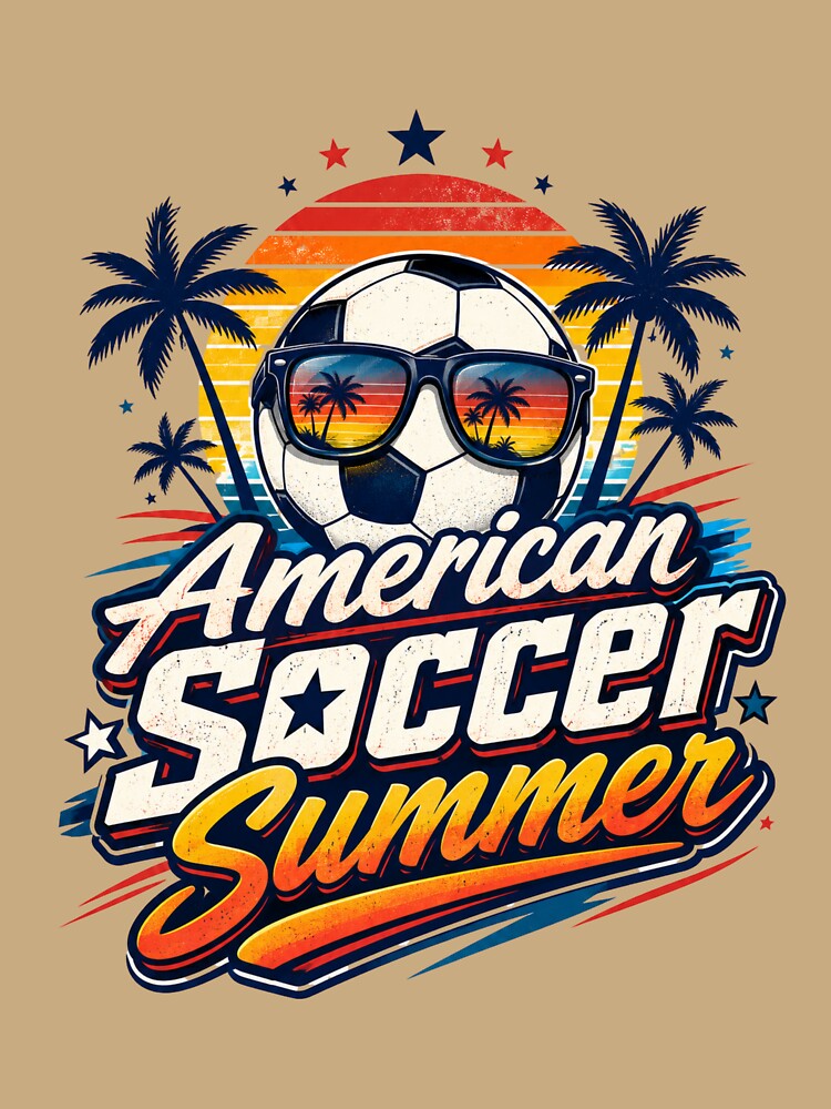 American Soccer Summer Retro Fan Design by Stickers  Designer