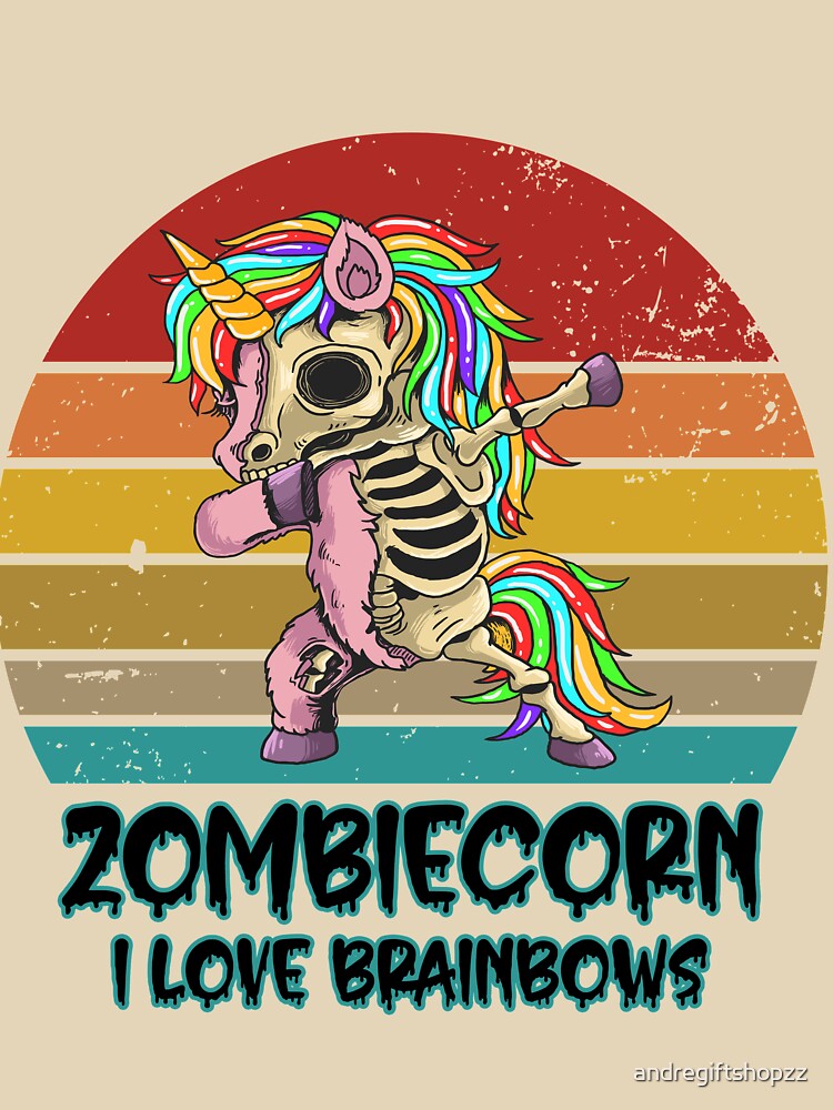 Zombie Unicorn I Love Brainbows Punk Gothic Goth Halloween S SK by andregiftshopzz