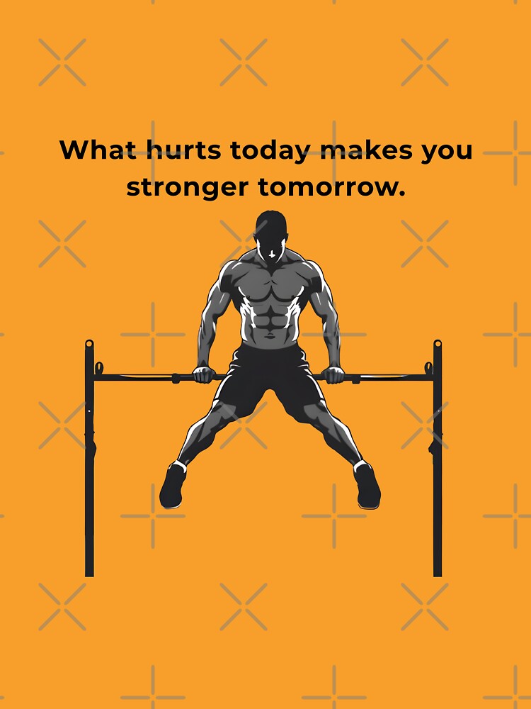 Bodyweight Training Motivation Shirt Stronger Every Single Day | Yellow Dips Gym Motivation Shirt | Calisthenics Warrior premium HD Sticker Design by MillionaireGenZ ⭐⭐⭐⭐⭐ (5.0)
