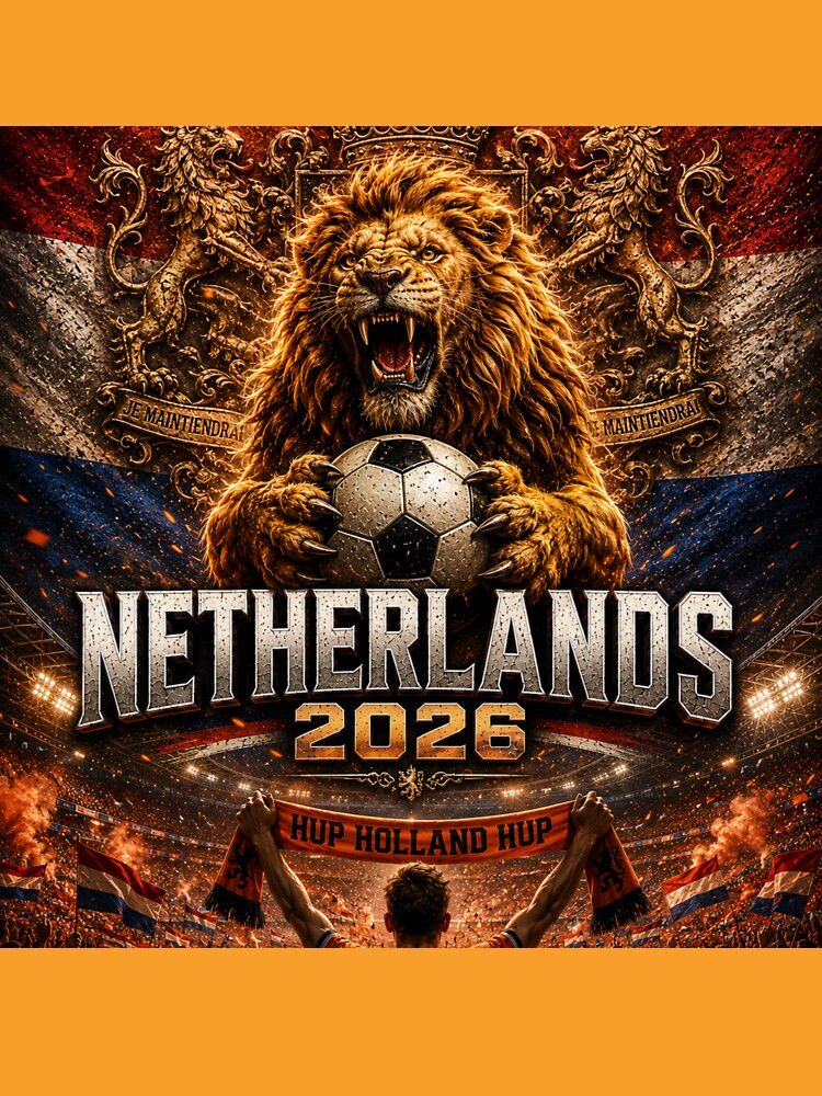 Netherlands Football Lion 2026 | Oranje Pride Dutch Soccer Fan Art | World Cup Inspired Graphic by Winetastic-Art