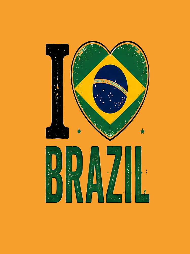 I Love Brazil Retro Distressed Flag Heart Heritage by PACS0011