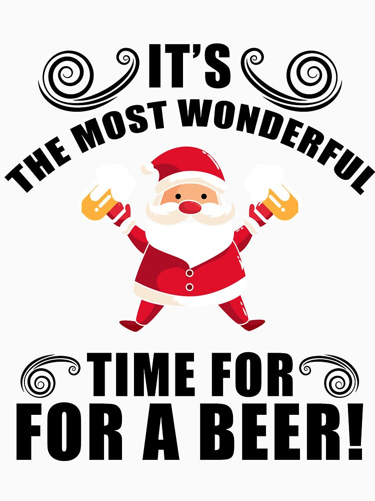 It’s the Most Wonderful Time for a Beer T-Shirt Funny Christmas Santa Tee by AllStarMerch