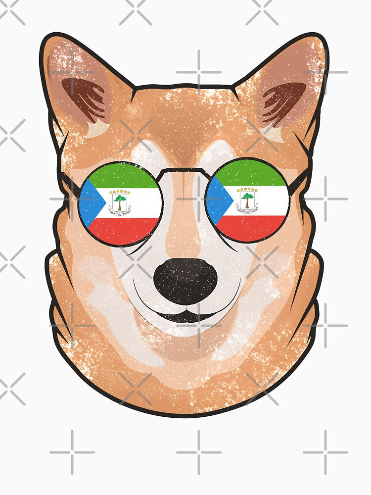 Vintage Patriotic Shiba Inu Equatoguinean Flag by feether-store