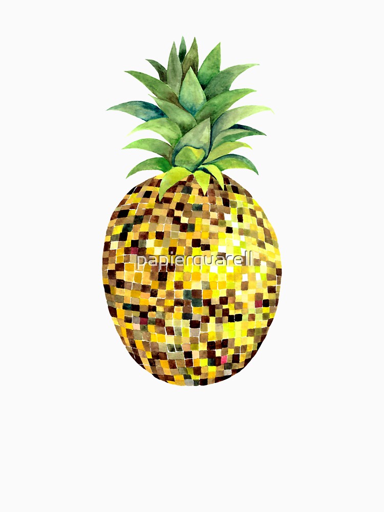 Disco Ball Pineapple Pink Background by papierquarell