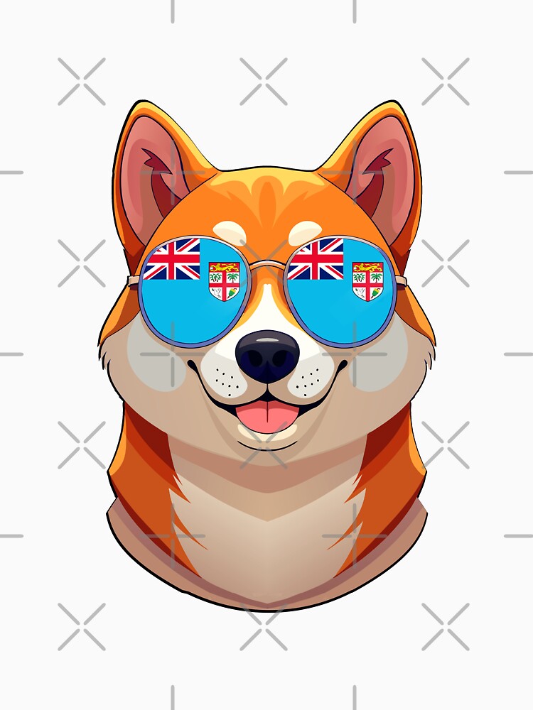 Vintage Patriotic Shiba Inu Fijian Flag by DreamBrushy