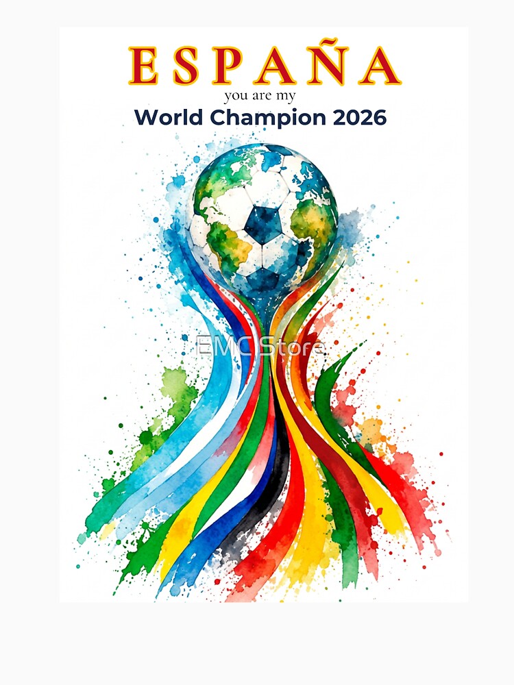 Spain 2026 World Cup Champion Watercolor Football Art by EMC Store