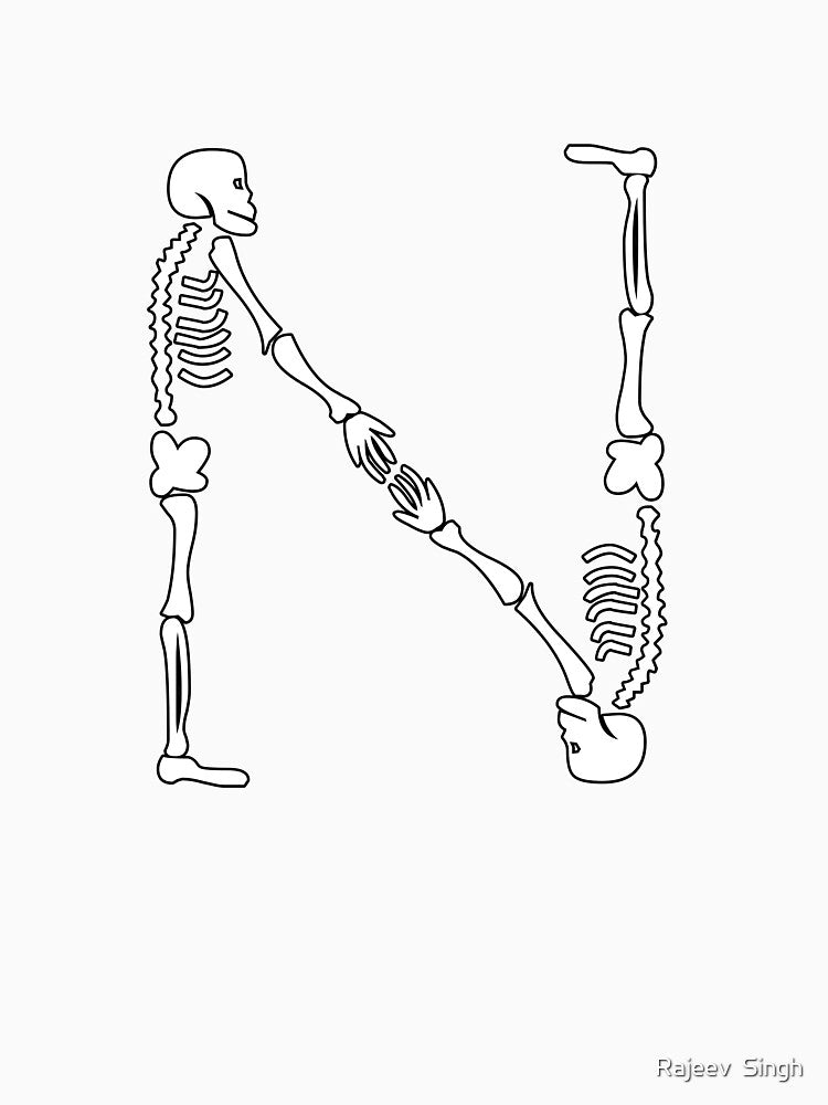 Skulls doing yoga initial monogram N by Rajeev  Singh