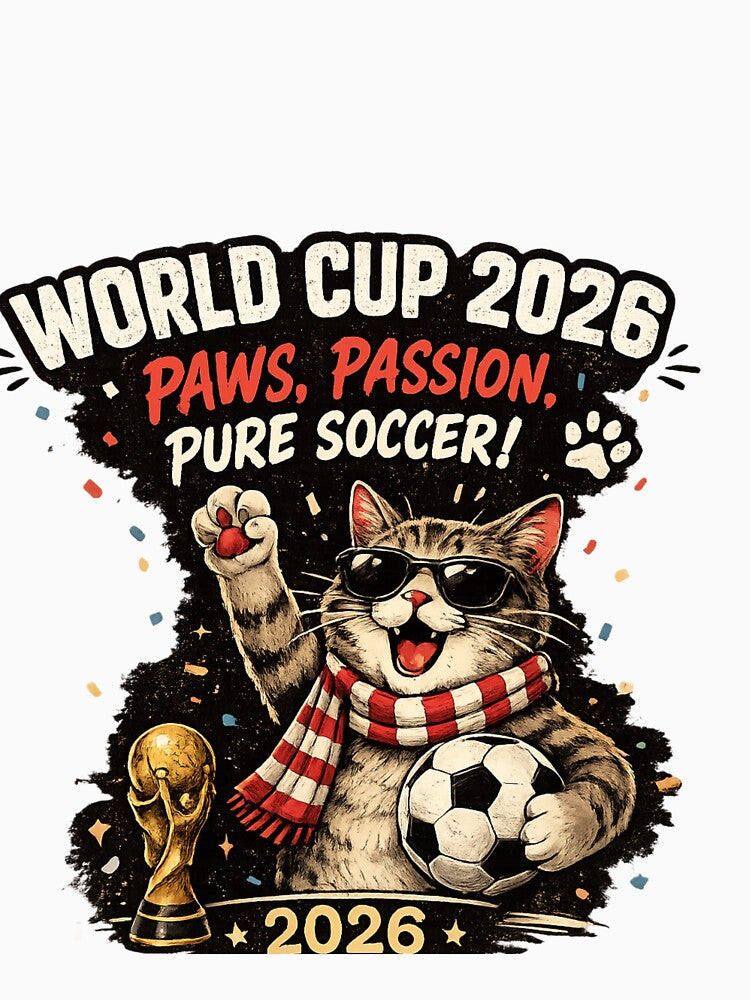 World Cup 2026 Funny Cat Soccer Retro Shirt by Pawvetica