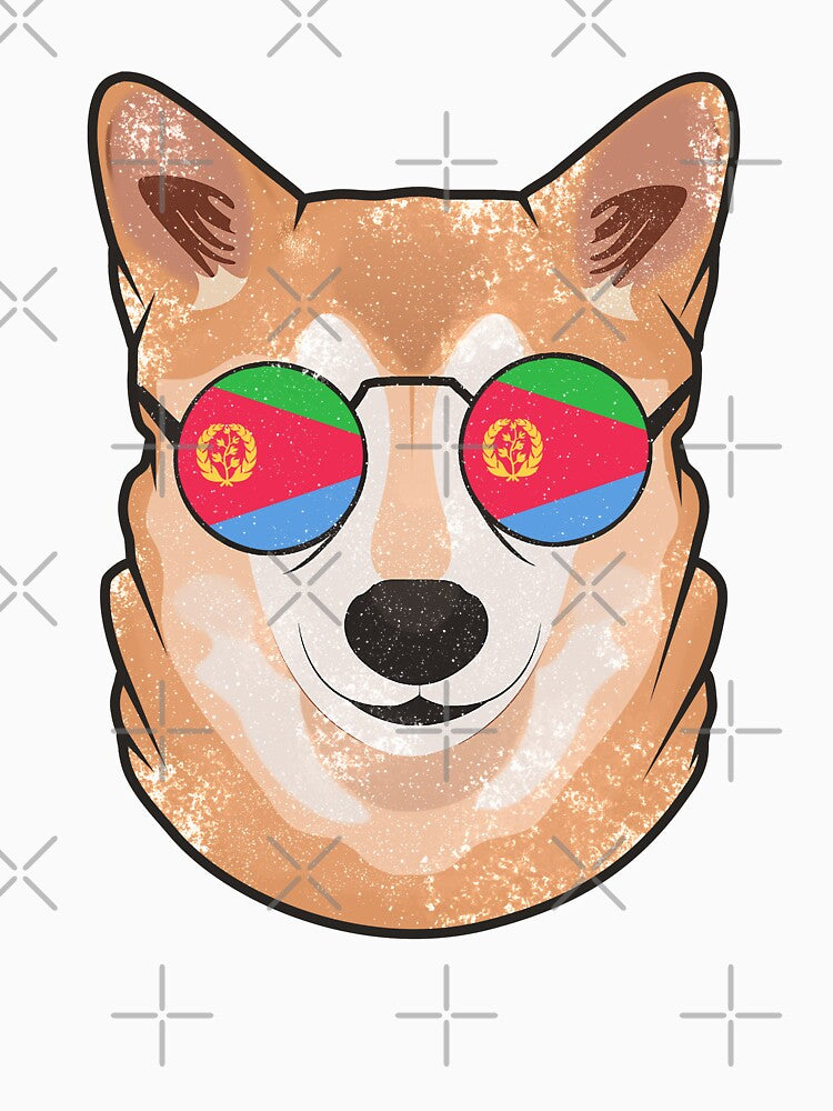 Vintage Patriotic Shiba Inu Eritrean Flag by feether-store