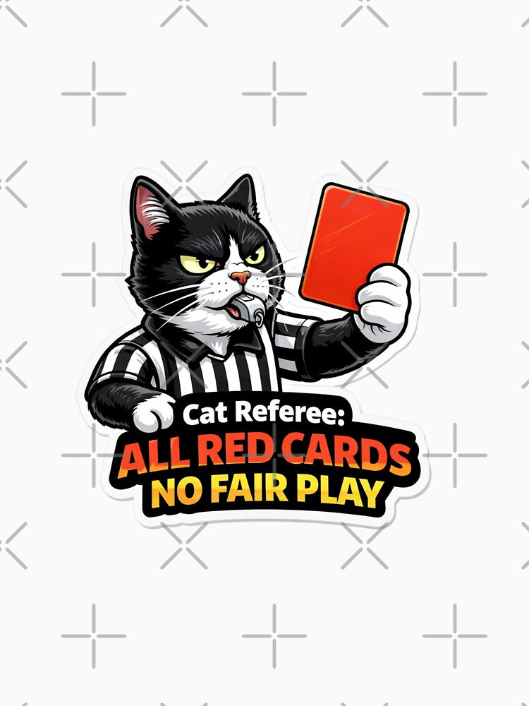 Funny Cat Referee Red Card Sticker — Soccer Humor Gift by Gentlestate