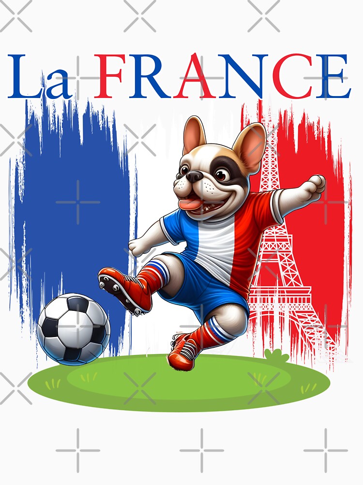 French Bulldog Eiffel Tower Soccer Football Game Go Blues by Oz64