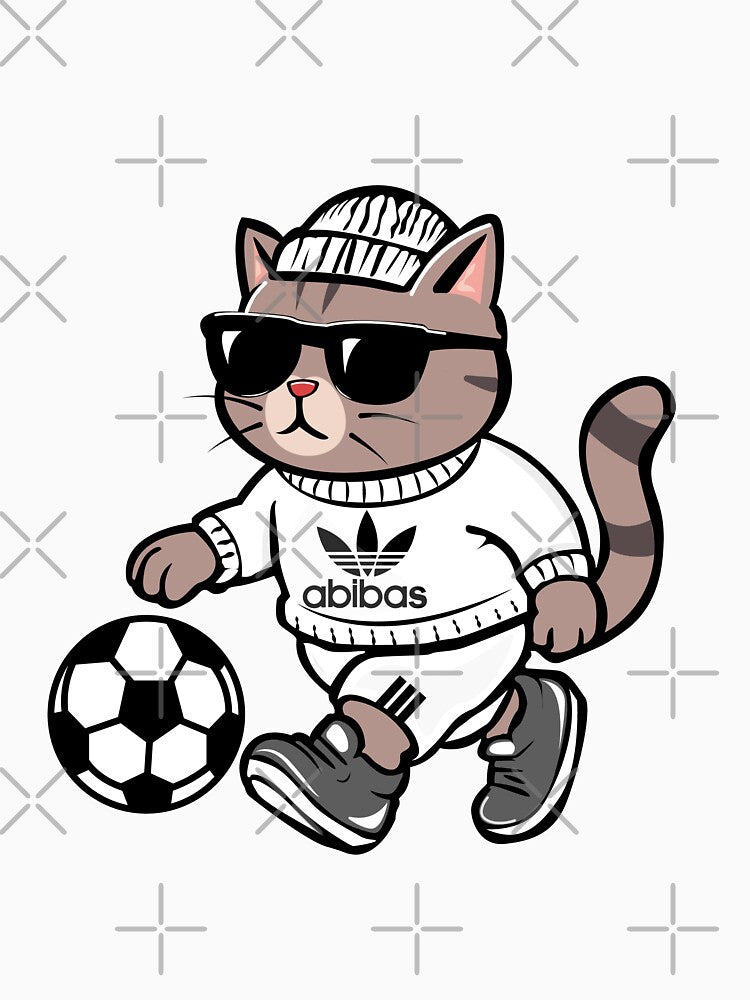 Siso Cool Cat in Abibas Tracksuit Playing Soccer by Cattoon Studio