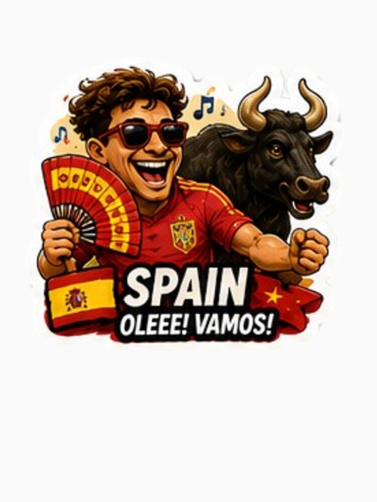 Spain 2026 Cartoon Football Fan Design by Pixanova
