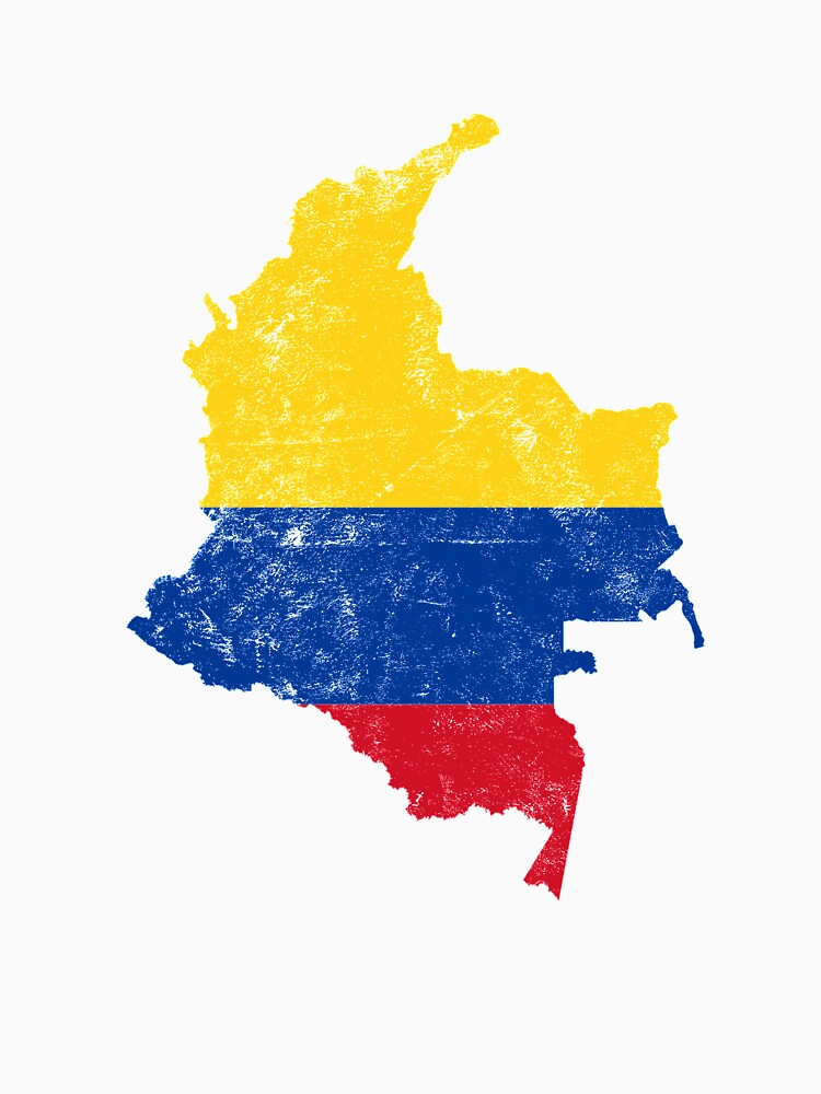 Colombia Flag map tshirt distressed vintage by farhanhafeez