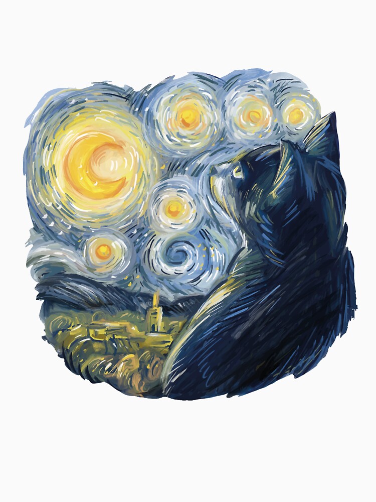Cat Van Gogh Starry Night Cat Classic Fit, Cat Lover/Mom/Dad Gift by WAB Garb