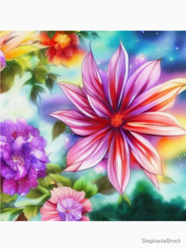 Soft Floral Starry Sky Watercolor No 2 by StephanieBrock