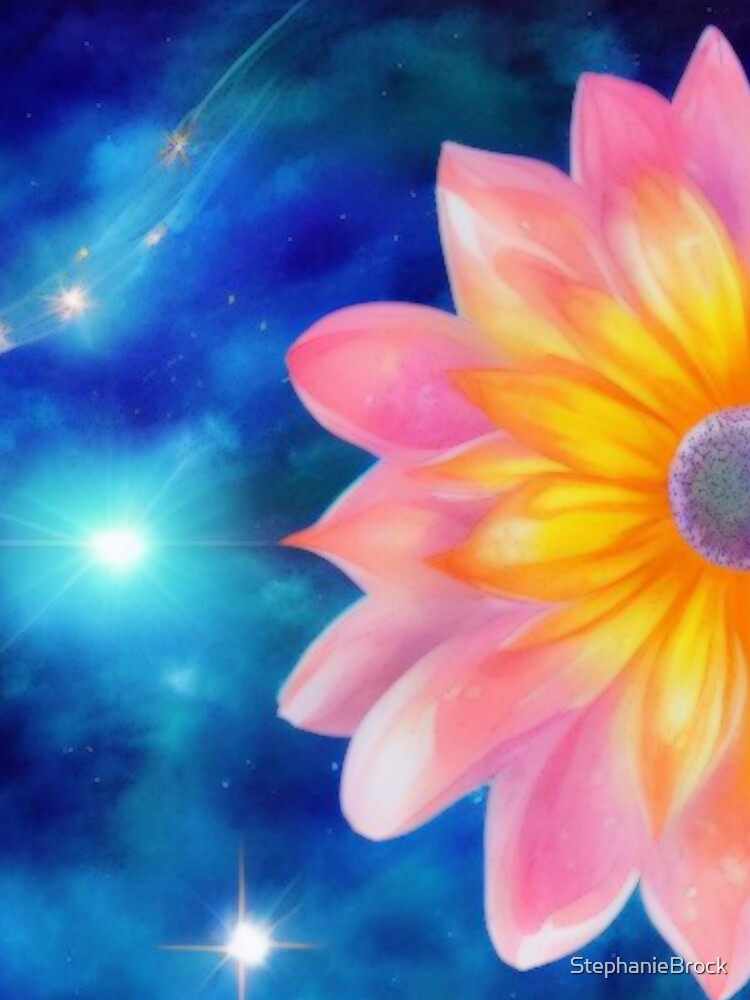 Soft Floral Starry Sky Watercolor No 6 by StephanieBrock