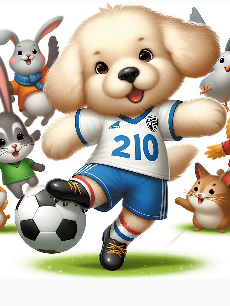 Funny Animals Playing Soccer Football Team, Kids Sports Animal Lover Gift by E.D.CH designs.