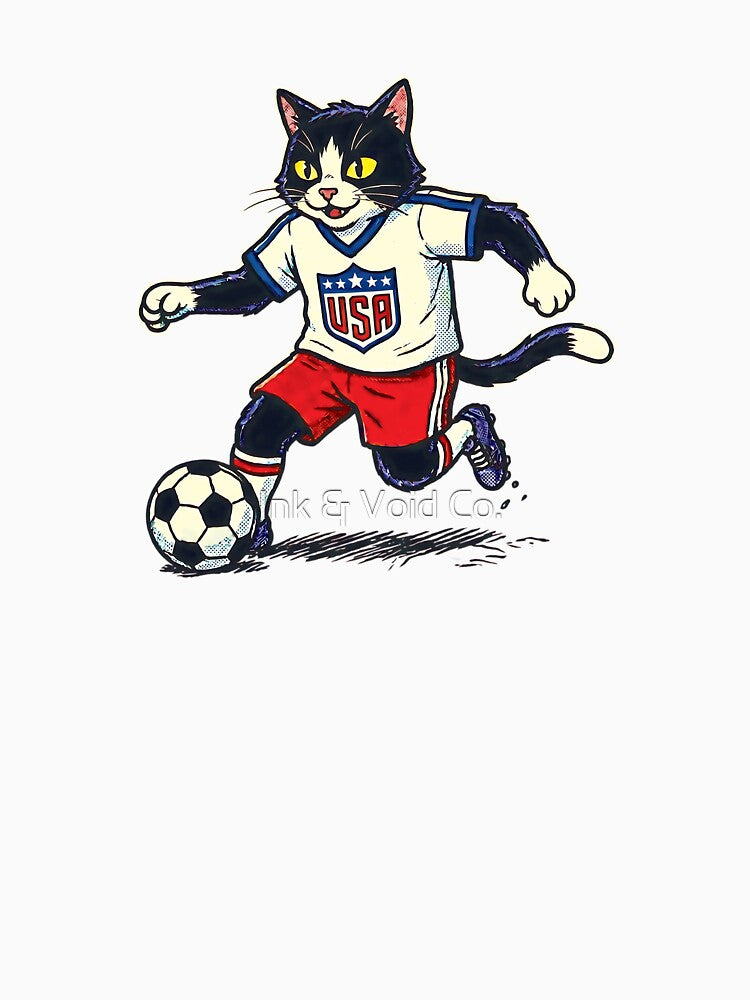 Retro 90s USA Soccer Cat by Ink & Void Co.