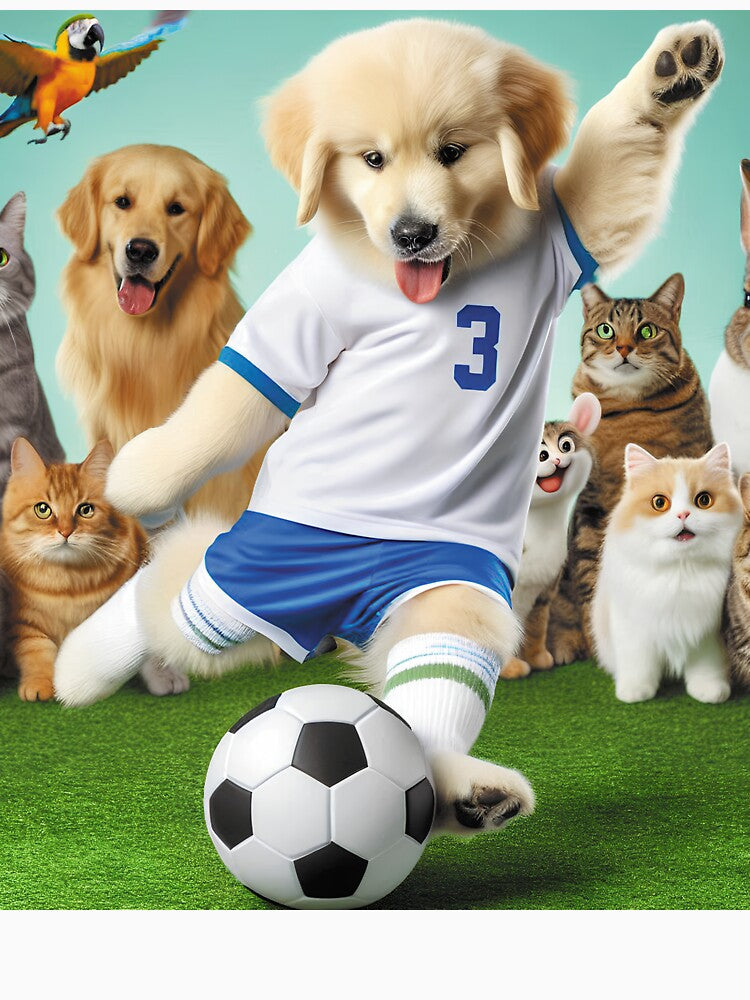 Funny Animals Playing Soccer Football Team, Kids Sports Animal Lover Gift, soccer dog by E.D.CH designs.