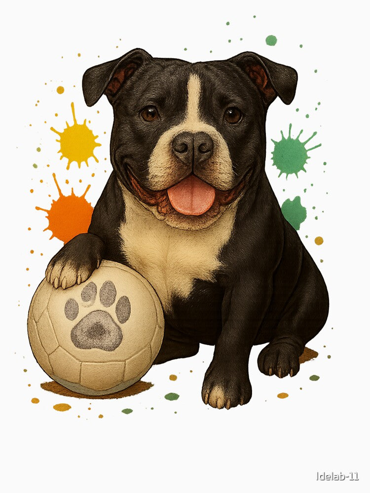 Black Pitbull with colorful soccer ball by Idelab-11