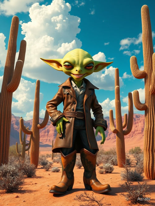 Alien in oversized Cowboy Boots. by Azrabi