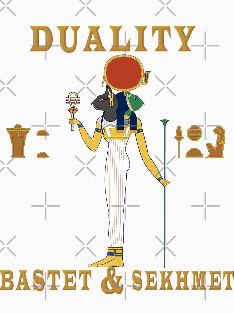 Duality BASTET & SEKHMET Goddess of Ancient Egypt with Hieroglyphs by SWATARA
