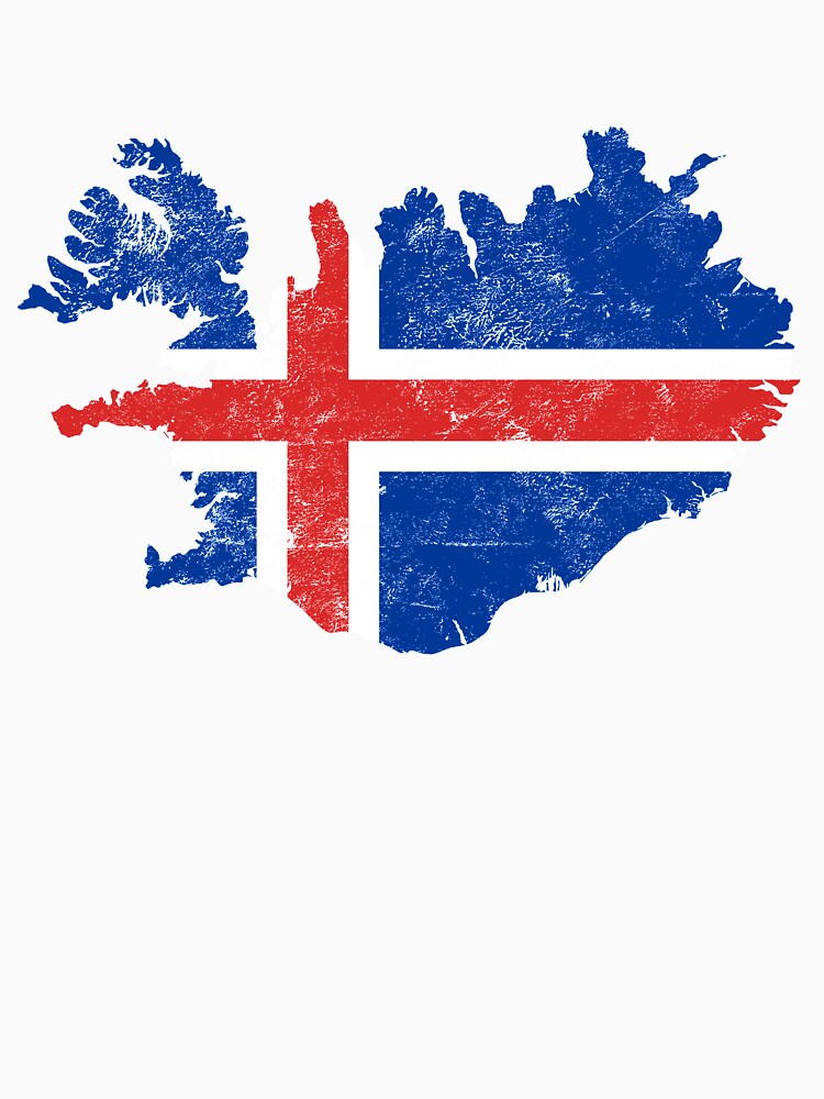 Iceland Flag Map tshirt distressed vintage by farhanhafeez