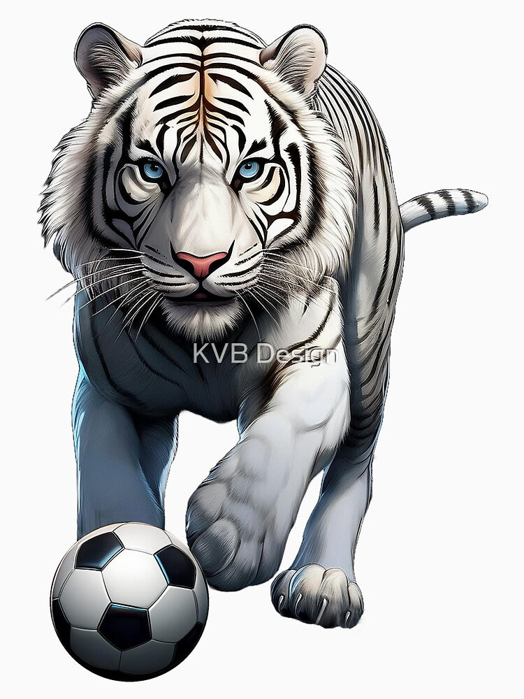 White Tiger Playing Soccer by KVB Design