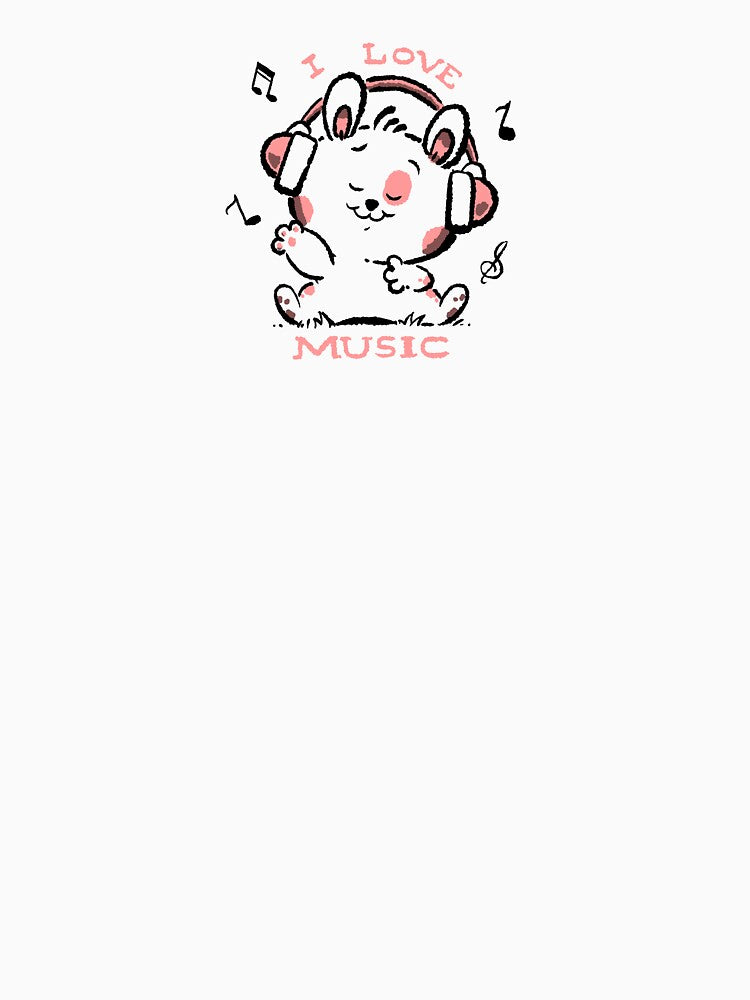i love music - cartoon cute chubby bunny rabbit by hayrpictures