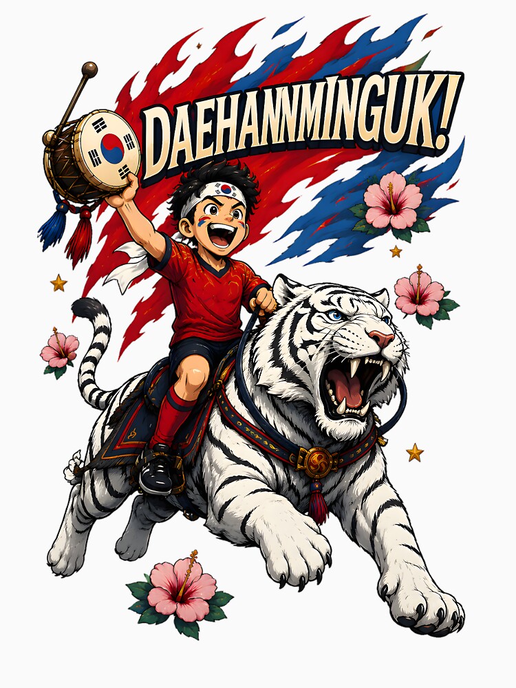 Korea White Tiger Football Fan T-Shirt by Drofted